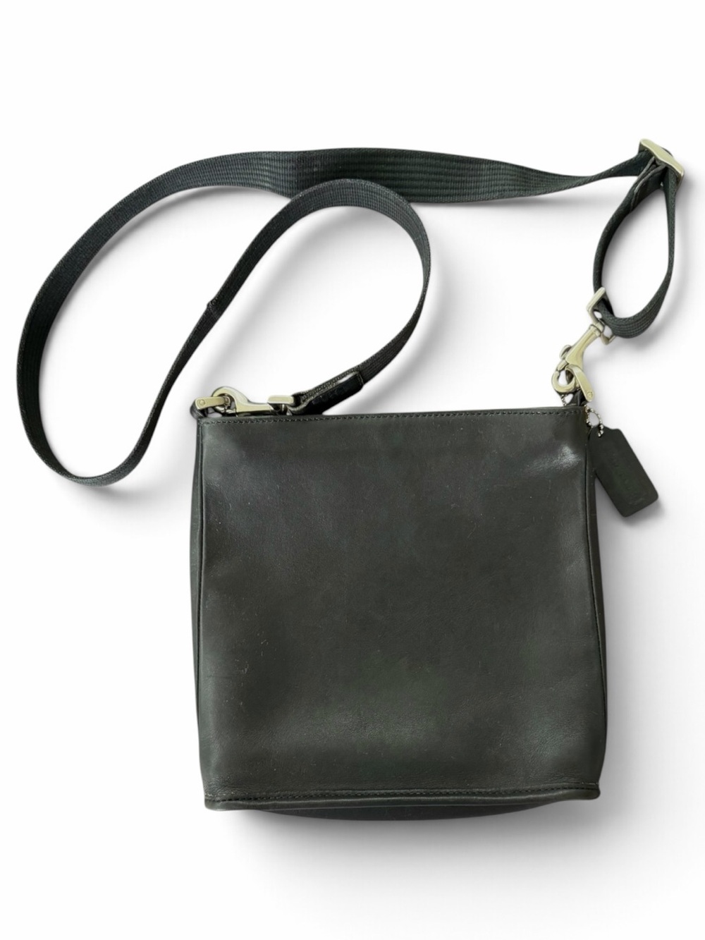 Vintage Coach Chelsea Slim Crossbody Black Leather Fabric Strap Hangtag Y2K VGC
